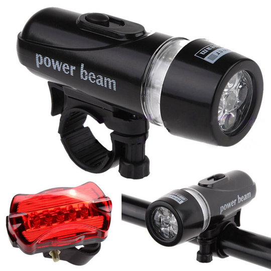 Outdoor 5 Led Bicycle Front Head light+Tail light Waterproof Lamp Flashlight Set