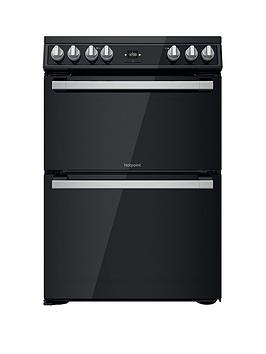 Hotpoint Hdt67V9H2Cb 60Cm Wide Double Oven Cooker With Ceramic Hob - Black