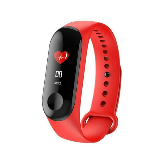 (Red) Bluetooth Smart Watch Heart Rate Blood Pressure Fitness Fitbit Sport Tracker