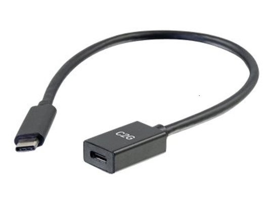 C2G 1ft USB-C to C 3.1 (Gen 1) Male to Female Extension Cable