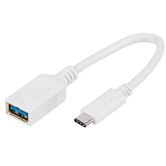 Vivanco USB Type C Adapter, USB Type C Plug USB 3.0 Type A Socket, 0.1 m - White