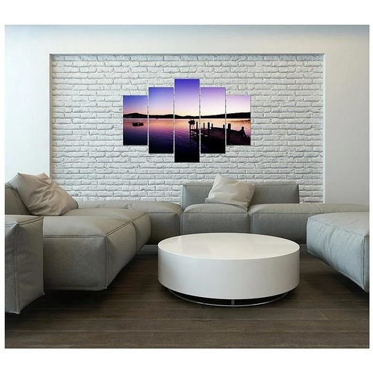 Canvas Print Bridge Sunset Purple