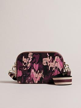 Ted Baker Beatti Camo Print Camera Bag, Oxblood, Women