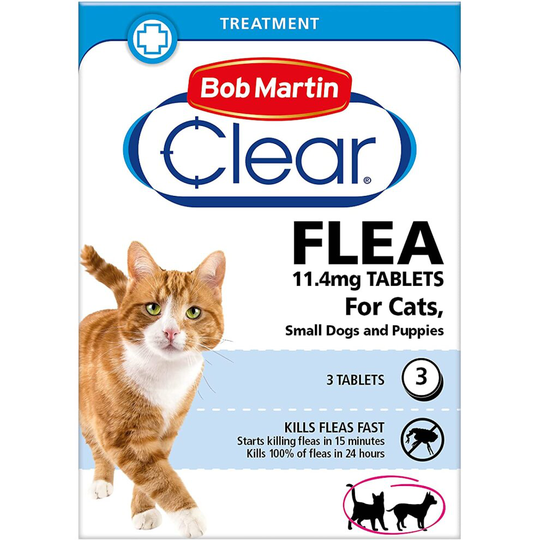 Bob Martin Clear | Cat Flea Tablets, also Suitable for Small Dogs & Puppies (1-11 Kg) | Effective Treatment, Kills 100% of Fleas within 24 Hours (3