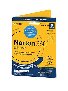 Norton 360 Deluxe With Utilities Ultimate - 5 Devices 1 Year Subscription With Automatic Renewal