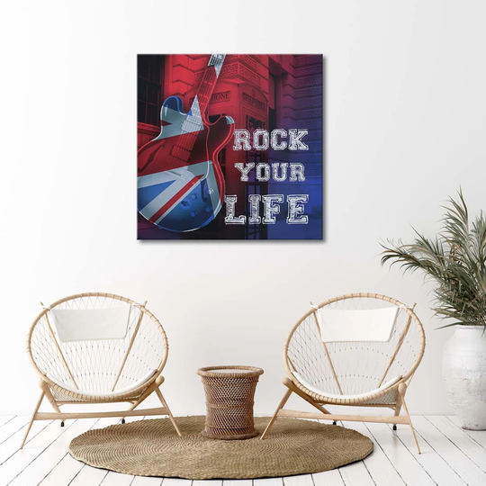 Canvas Print Guitar Music Flag