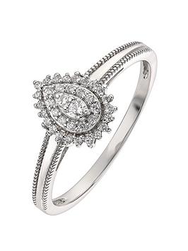 Love DIAMOND 9ct White Gold 0.16ct Diamond Engagement Ring, White Gold, Size P, Women