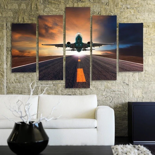 Canvas Print Sunset Plane