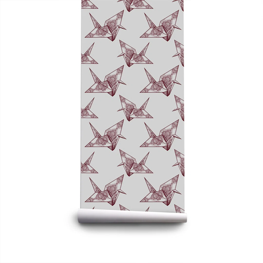 Walllpaper Roll 290X290cm Kitchen Livingroom Bedroom Mural Decoration Wallpaper Material With Print - Subtle Origami Bird Geometricmaroon