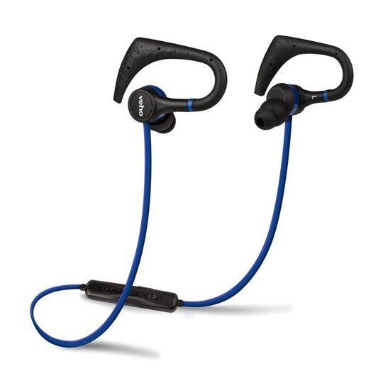 Veho ZB-1 In-Ear Sports Wireless Bluetooth Headphones | Sports Hook | Microphone | Remote Control | Flex Anti-Tangle Cable - Blue
