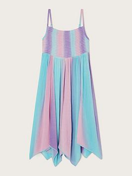 Monsoon Girls S.E.W. Tie Dye Shirred Hanky Hem Beach Dress - Lilac