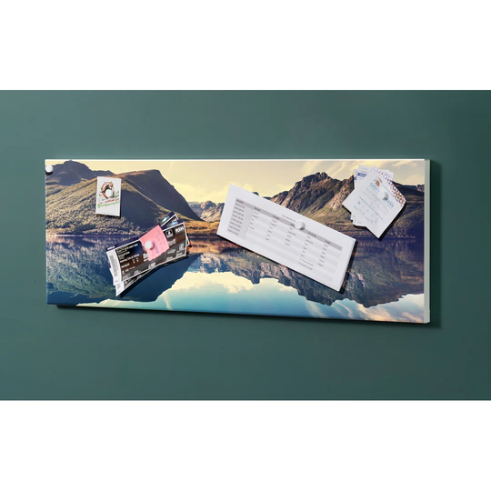 Notiz Motive Lake Mountains Magnetic Wall Mounted Cork Board