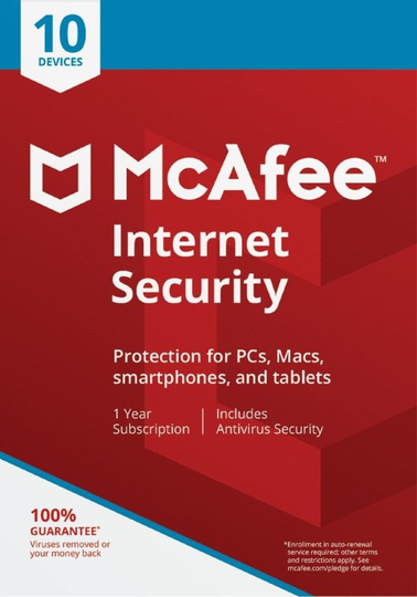 McAfee Internet Security 10 Devices 1 Year Subscription - Electronic Software Download