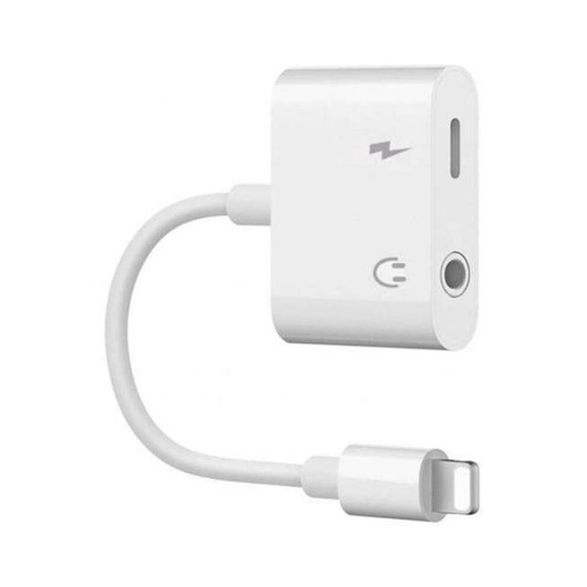 2 In1 3.5Mm Headphone Audio Jack Charger Adapter For Iphone X / 8 / 8 Plus / 7- White