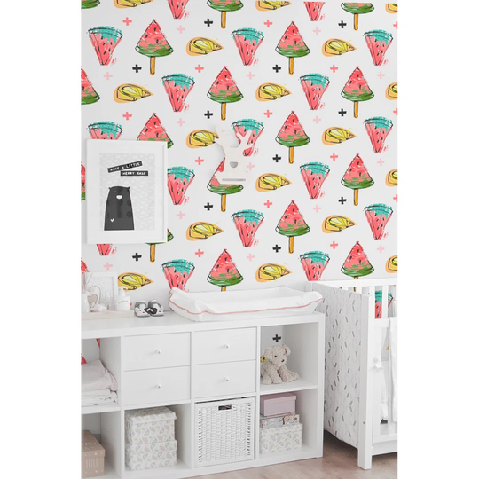 Walllpaper Roll 416X254cm Mural Decoration Kitchen Livingroom Bedroom Wallpaper Material With Print - Watermelon Ice Creamswork Lemons