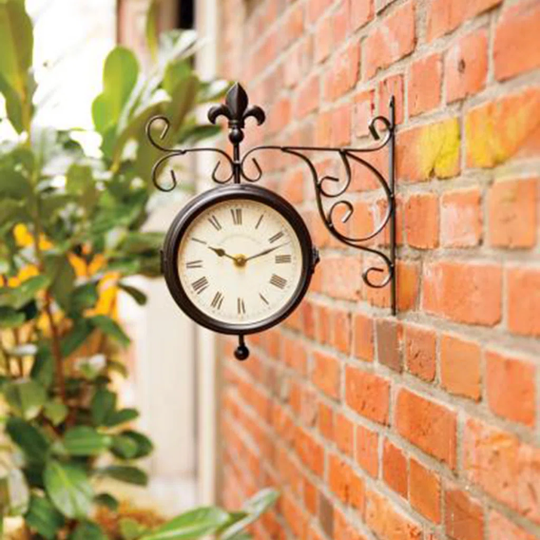 Esschert Design Station Clock with Thermometer