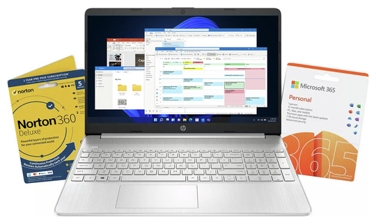 HP 15s-fq2039na 15.6in i3 4GB 128GB Laptop Bundle - Silver