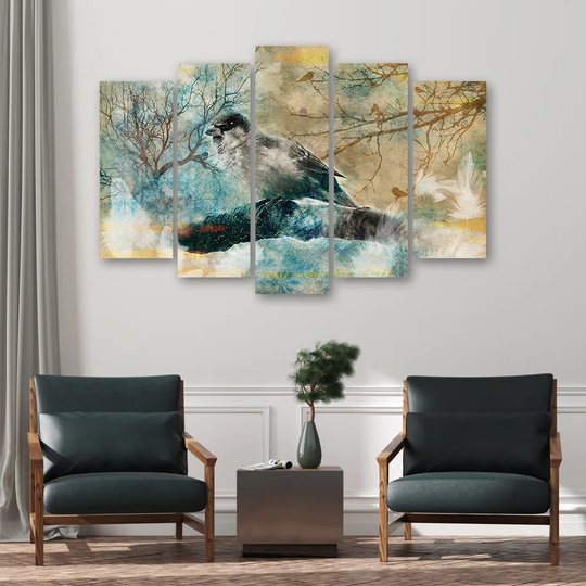 Canvas Print Birds On A Branch Vintage