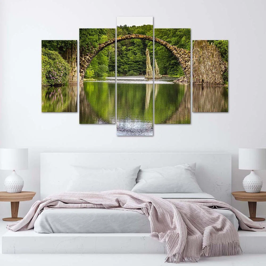 Canvas Print Arched Bridge Over Lake