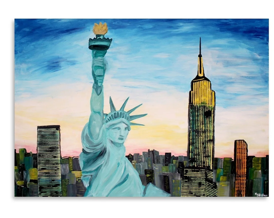 Statue of Liberty with View of New York Painting
