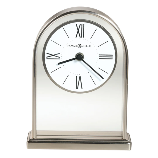 Jefferson Traditional Analog Crystal Quartz Tabletop Clock in Silver