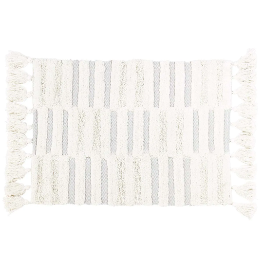 The Linen Yard Tassel Stitch Woven Cotton Anti-slip Bath Mat Natural/Ivory