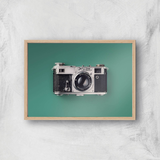 Vintage Camera Giclee Art Print - A2 - Wooden Frame