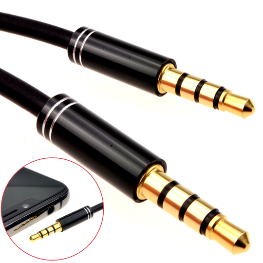 kenable PRO 4 Pole 3.5mm Jack Male Audio Cable TPE RUBBER Lead GOLD 1m