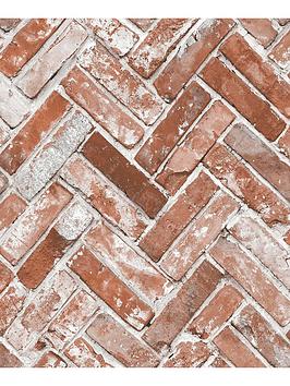 Muriva Herringbone Brick Wallpaper