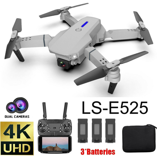 2022 RC Drone 4K HD Dual Camera WIFI FPV Quadcopter with 3 Batteries