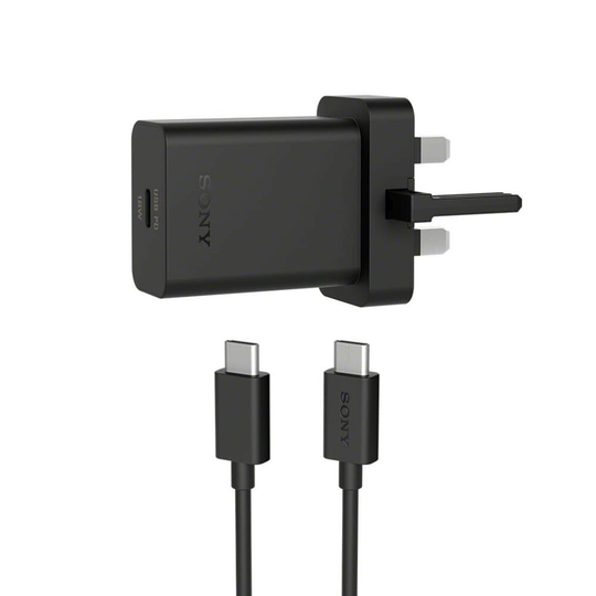 (Adapter & Cable) Official Sony 3 Pin Qualcomm 3.0 Quick Charger UCH32 And USB-C UCB24 Cable