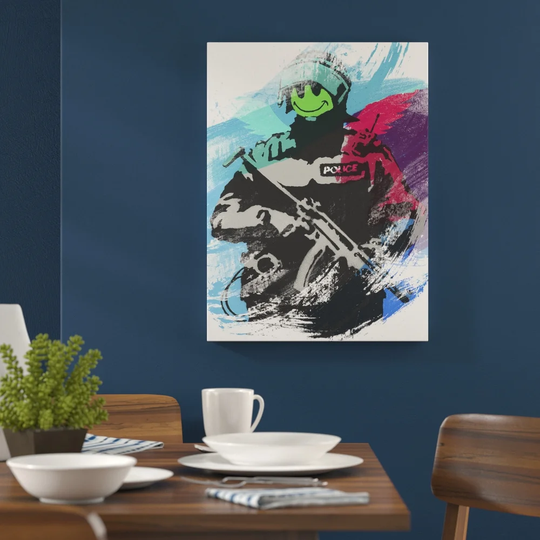'Banksy Smiley Copper Wall Graffiti Art' Graphic Art Print Poster