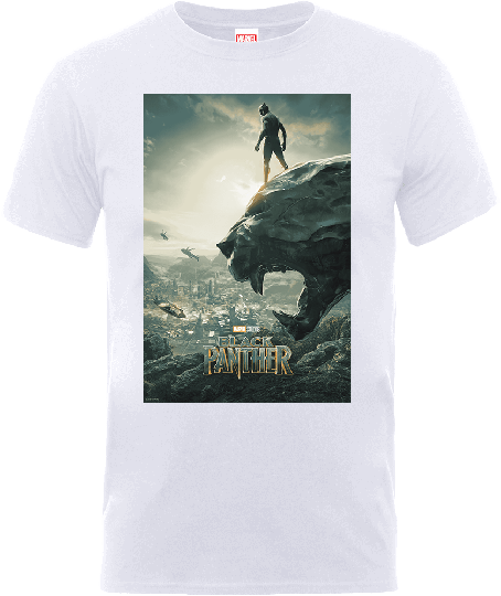 Black Panther Poster T-Shirt - White - S - White