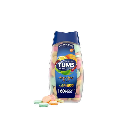 TUMS Ultra Strength Heartburn Relief Chewable Antacid Tablets, Fruit, 160 Count