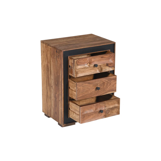 Laititia 3 - Drawer Solid Wood Nightstand in Brown