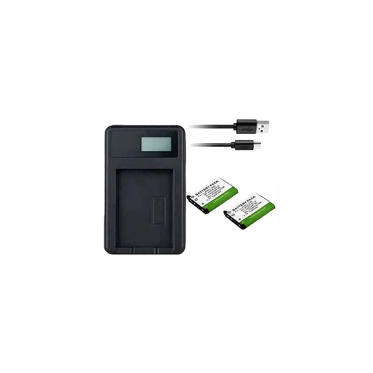 USB Battery Charger and 2 Batteries For Nikon Coolpix S210 Camera