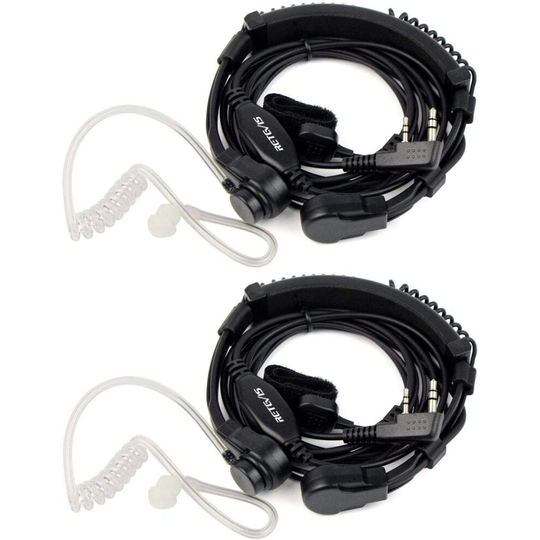 Retevis Two Way Radio Throat Microphone 2 Pin Headset Covert Acoustic Tube Retractable Throat Earpiece Compatible with 2 Way Radio RT24 RT27 RT22 RT28