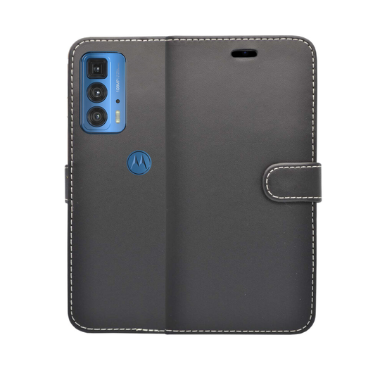 (Black) For Motorola edge 20 Pro Wallet Flip PU Leather Pouch Case Cover