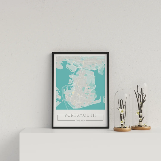 City Location Ordnance Map Blue Portsmouth by Vouvart - Picture Frame Graphic Art