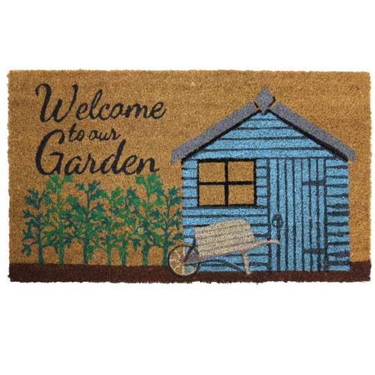JVL 40x70cm Gardening Themed Latex Backed Coir Doormat - Shed