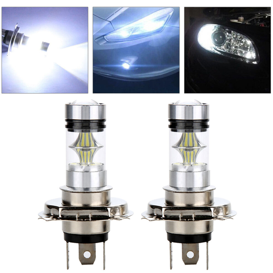 2x H4 100W 20SMD LED Bulb 6000K Super Bright Fog Headlight