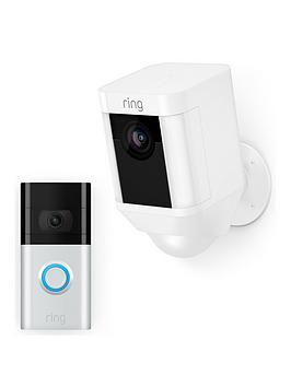 Ring Doorbell Kit - Video Doorbell 3 And Spotlight Camera Battery - White - Video Doorbell 3 And Spotlight Camera Battery - White