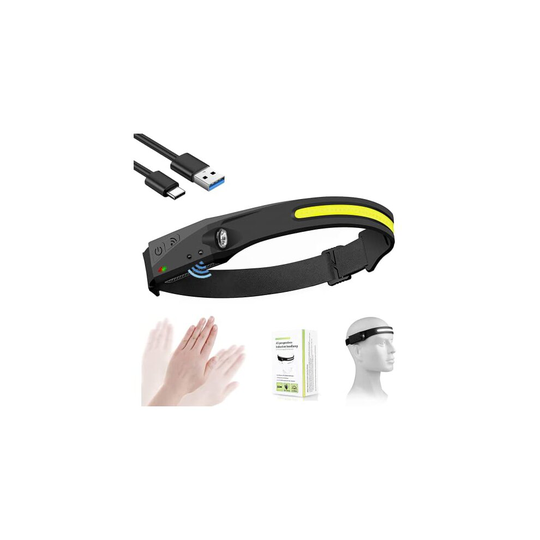 LED Head Torch Rechargeable, LED Headlamp Running Head Torch Headlight with Motion Sensor Water-Resistant Lightweight Head Flashlight for Running