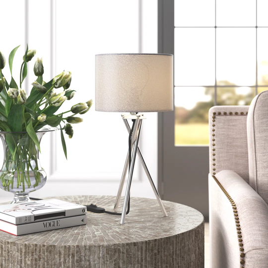 Balmers 52Cm Polished Chrome Tripod Table Lamp