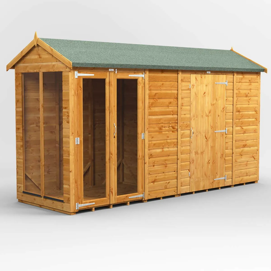 12X4 Power Apex Summerhouse Combi Including 6Ft Side Store