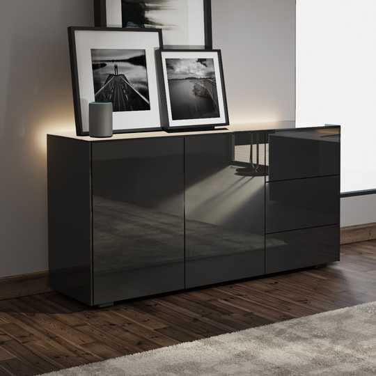 Frank Olsen Smart 2 Door 3 Drawer Sideboard - Black