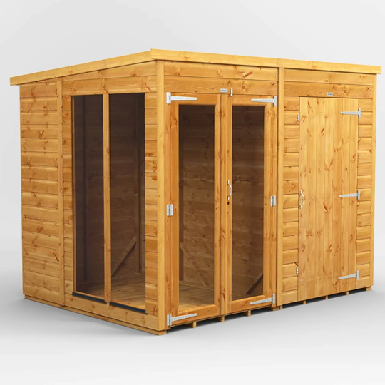 8X6 Power Pent Summerhouse Combi Including 4Ft Side Store