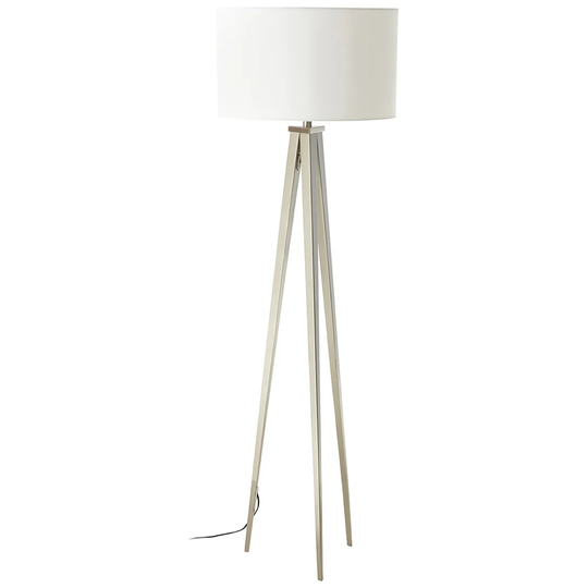 Premier Housewares Livia Floor Lamp with Metal Tripod Frame & White Fabric Shade