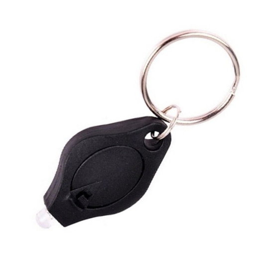 (Black) Mini Bright UV Blacklight Keychain Torch Flashlight - With Key Ring