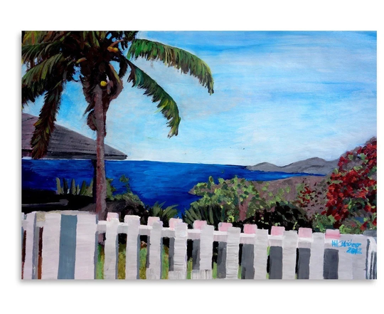 English Harbou Antigua by M Bleichner - Unframed Painting Print on Paper